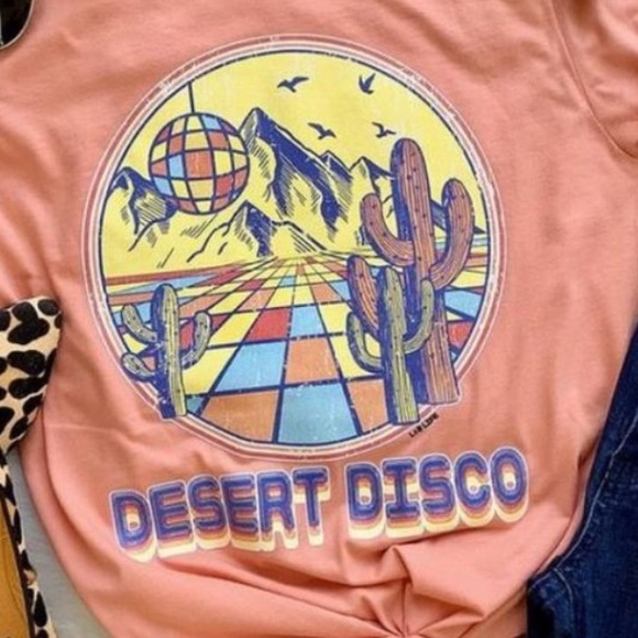 BELLA CANVAS CORAL “DESERT DISCO” BOHO SHORT SLEEVE TEE - Picture 2 of 2